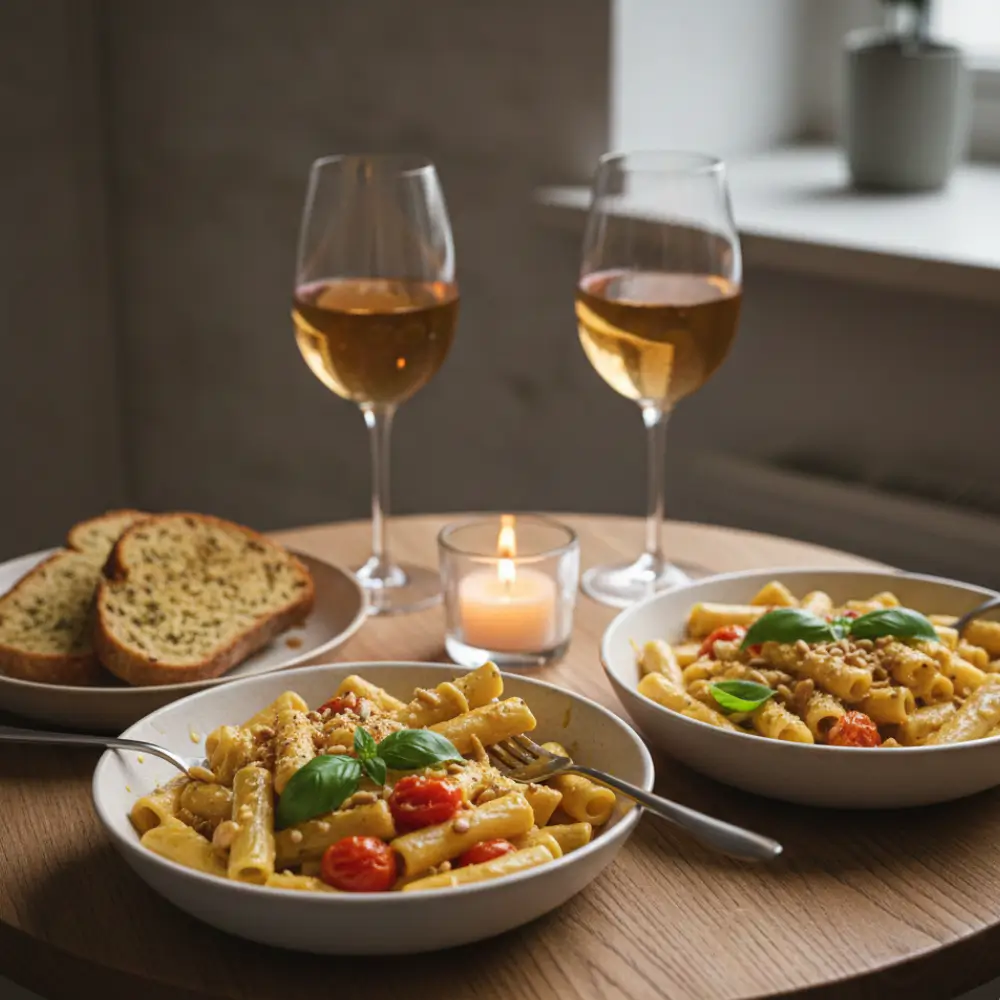 romantic vegan pasta for two