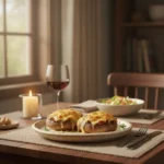 Stuffed portobello mushrooms served as main dish