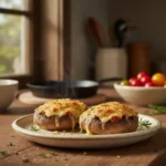 Stuffed portobello mushrooms baked in the oven